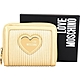 LOVE MOSCHINO 愛心標誌坑條皮革拉鍊短夾(金色) product thumbnail 1