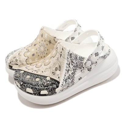 Crocs 涼拖鞋 Classic Crush Bandana Clog 男女鞋 白 茶色 厚底 腰果花 變形蟲 2081192ZM