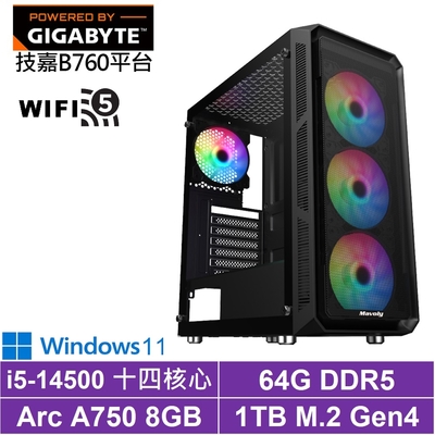 技嘉B760平台[刑天術士W]i5-14500/Arc A750/64G/1TB_SSD/Win11