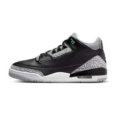 【NIKE 耐吉】休閒鞋 AIR JORDAN 3 RETRO GREEN GLOW 爆裂紋 綠光 黑綠 男款 CT8532-031