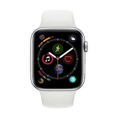 [無卡分期-12期] Apple Watch S4 GPS 44mm 銀色鋁錶殼搭白色錶帶