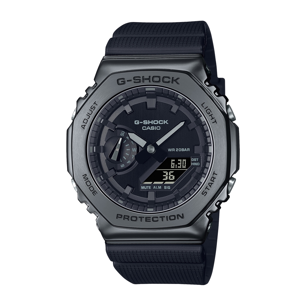 CASIO卡西歐G-SHOCK 百搭酷黑時尚金屬錶殼八角形錶殼GM-2100BB-1A_44