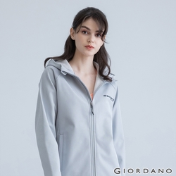 GIORDANO 女裝高機能胸前刺繡連帽外套 - 05 城市灰