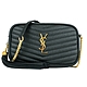 YSL SAINT LAURENT V字縫線魚子醬牛皮金屬LOGO流蘇相機包(金x墨綠) product thumbnail 1