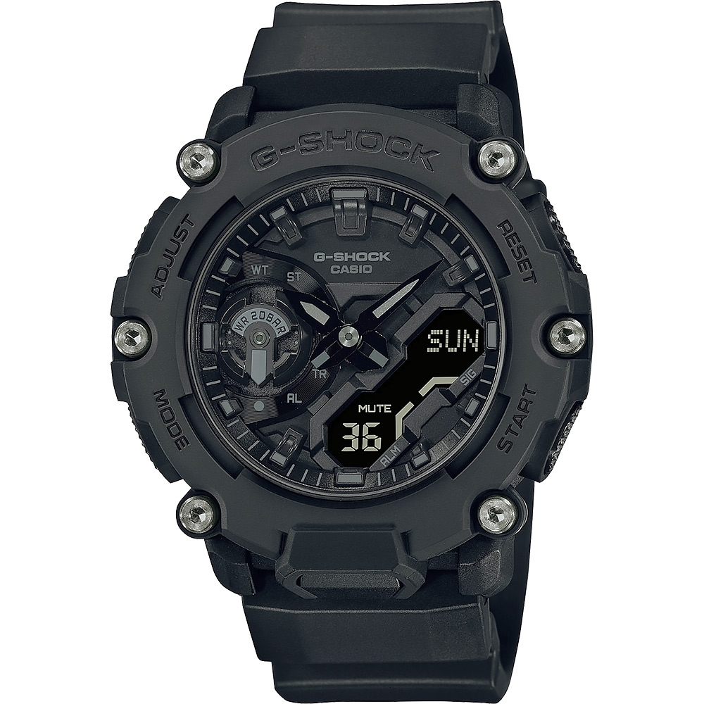 CASIO 卡西歐 G-SHOCK 一起冒險去 碳核心防護構造雙顯計時手錶 送禮首選 GA-2200BB-1A