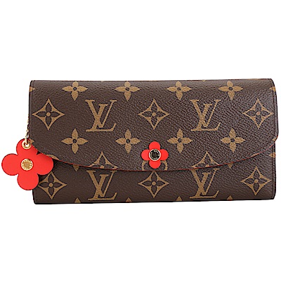 LV M62941 EMILIE Monogram 經典圖騰紅花釦式長夾