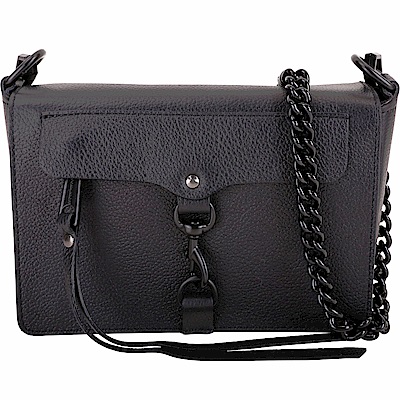 Rebecca Minkoff Mab Flap 黑勾釦皮革兩用鍊帶包(黑色)