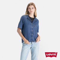 Levis 女款 短袖牛仔襯衫 / 莫代爾輕磅丹寧