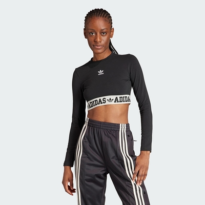 adidas 上衣 女款 長袖上衣 運動 三葉草 亞規 SLIM LS TEE 黑 IS5266