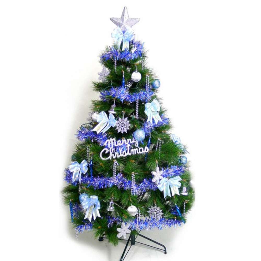 摩達客 10尺特級綠松針葉聖誕樹+藍銀色系配件組(不含燈)YS-GPT010002