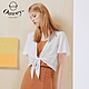 OUWEY歐薇 民俗感莫代爾混紡蕾絲綁帶短版罩衫(白)3212084824 product thumbnail 1