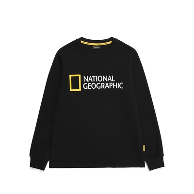 National Geographic FINUS BIG LOGO LONG SLEEVE ROUND T-SHIRTS 男女長袖上衣-炭黑-N213UTS020198