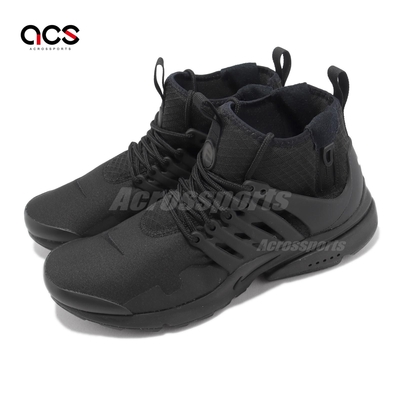 Nike 休閒鞋 Air Presto Mid Utility 男鞋 全黑 Triple Black 魚骨鞋 DC8751-003