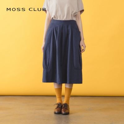 【MOSS CLUB】側邊抓皺休閒-長裙(二色)