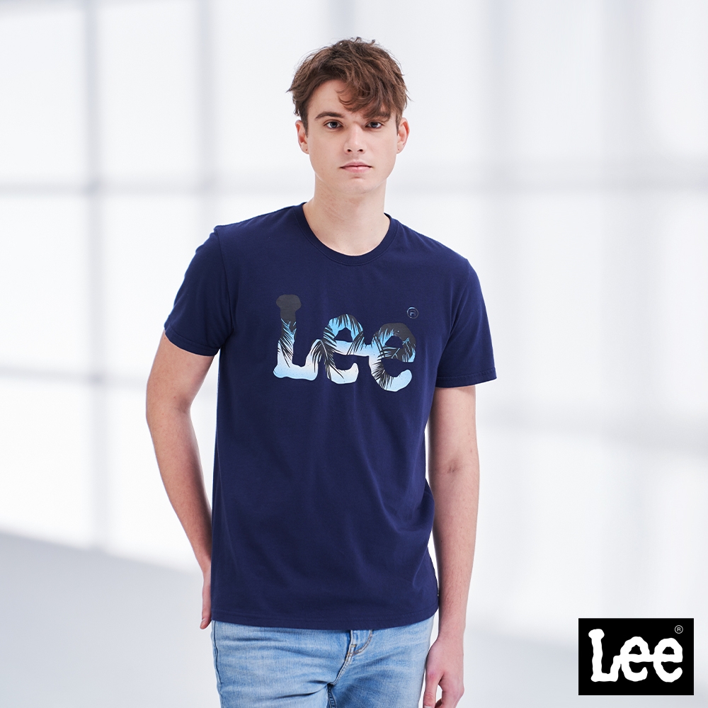 Lee 男款 椰子樹大Logo印花短袖圓領T恤 藏藍