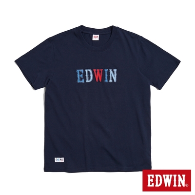 EDWIN 再生系列 CORE 英文字母印花短袖T恤-男-丈青色