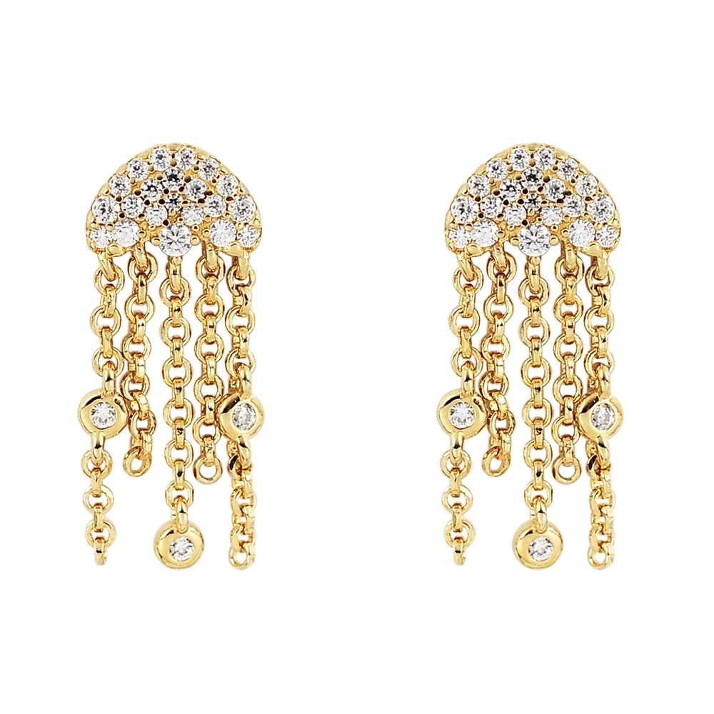 apm MONACO法國精品珠寶 閃耀金色鑲鋯水母造型耳環