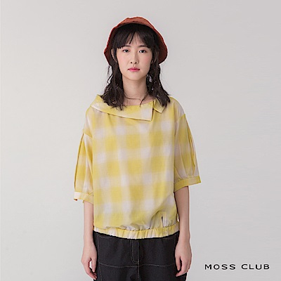 MOSS CLUB  翻領格紋鬆緊-上衣(黃色)