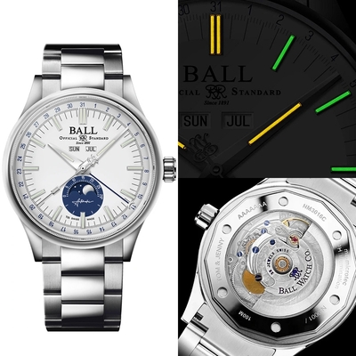 BALL 波爾錶 Engineer II Moon Calendar 月相顯示多功能機械錶-NM3016C-S1J-WH/40mm