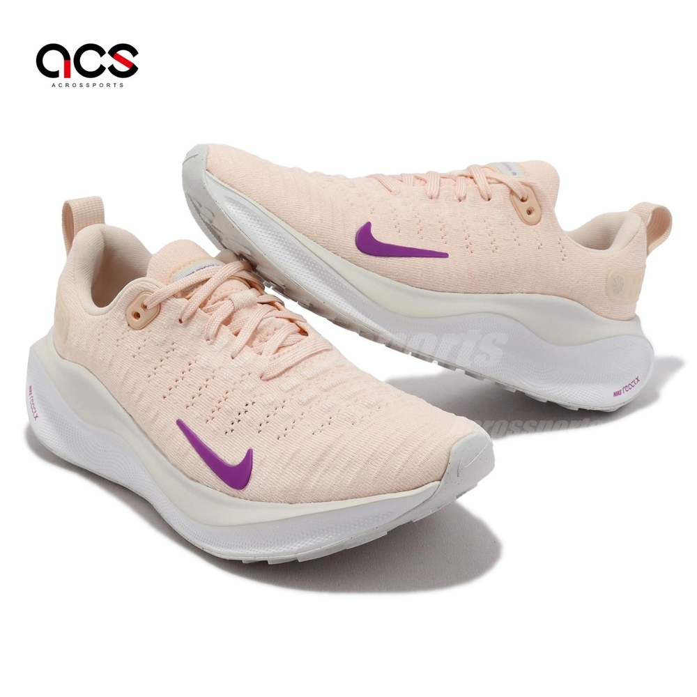 Nike 慢跑鞋Wmns ReactX Infinity Run 4 女鞋粉橘紫緩震運動鞋DR2670