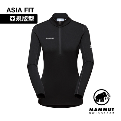 【Mammut】Aenergy ML Half Zip Pull AF W 保暖立領半拉長袖排汗衣 黑色 女款 #1016-01130