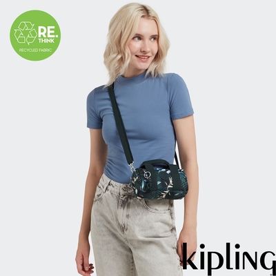 Kipling 暗夜月光森林印花輕巧圓筒手提肩背兩用包-BINA MINI