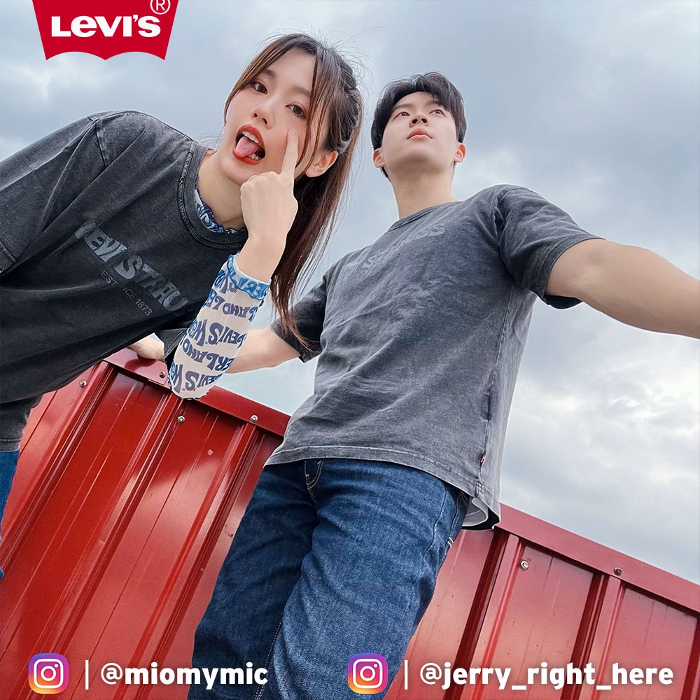 Levis 男款 寬鬆版短袖T恤 / 復古海報字體Logo / 仿舊黑