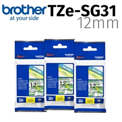【3入組】brother TZe-SG31 卡通護貝標籤帶 ( 12mm 綠色SNOOPY )