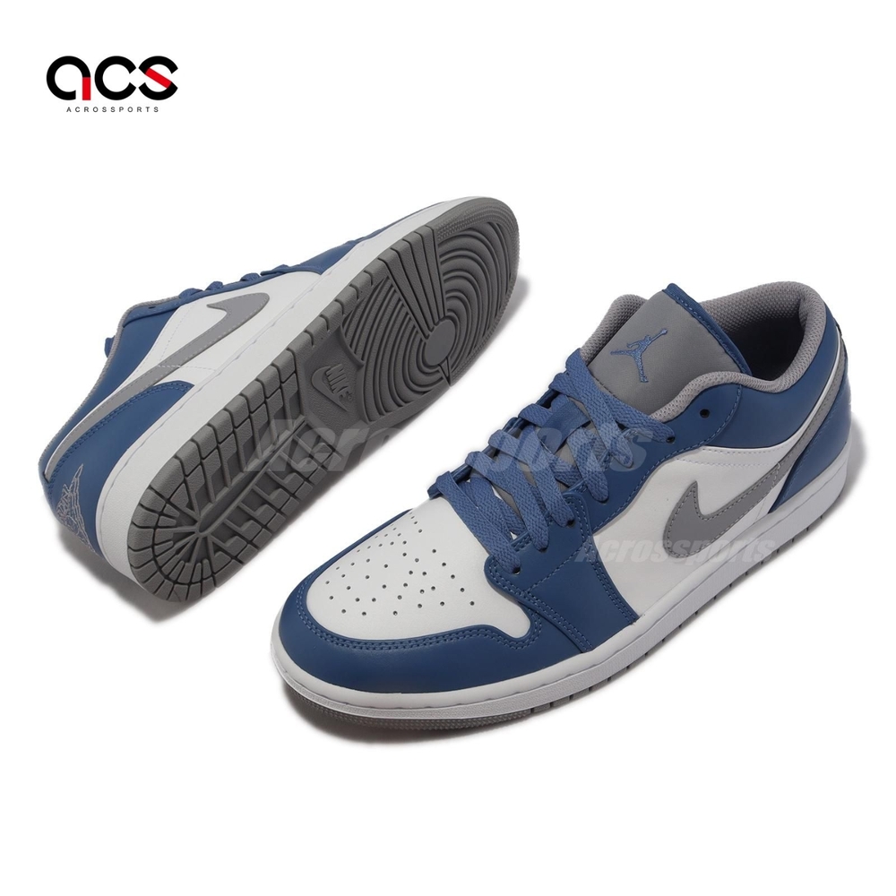Nike Air Jordan 1 Low True Blue 男鞋藍灰白AJ1 休閒鞋喬丹553558-412