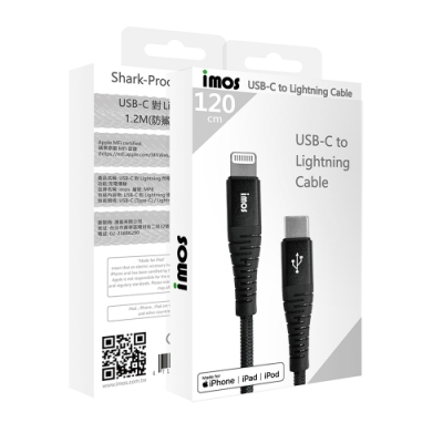 iMos USB-C 1.2M 閃電連接線(蘋果專用)