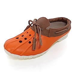美國加州 PONIC&Co. CODY 防水輕量 洞洞半包式拖鞋 雨鞋 橘色 防水鞋 休閒鞋 懶人鞋 真皮流蘇 環保膠鞋