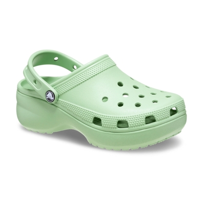 CROCS 女 涼拖鞋 厚底 經典 厚底克駱格 一體成形 緩衝 純綠色 206750-374