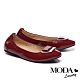 平底鞋 MODA Luxury 經典質感飾釦造型全真皮平底鞋－棗 product thumbnail 1
