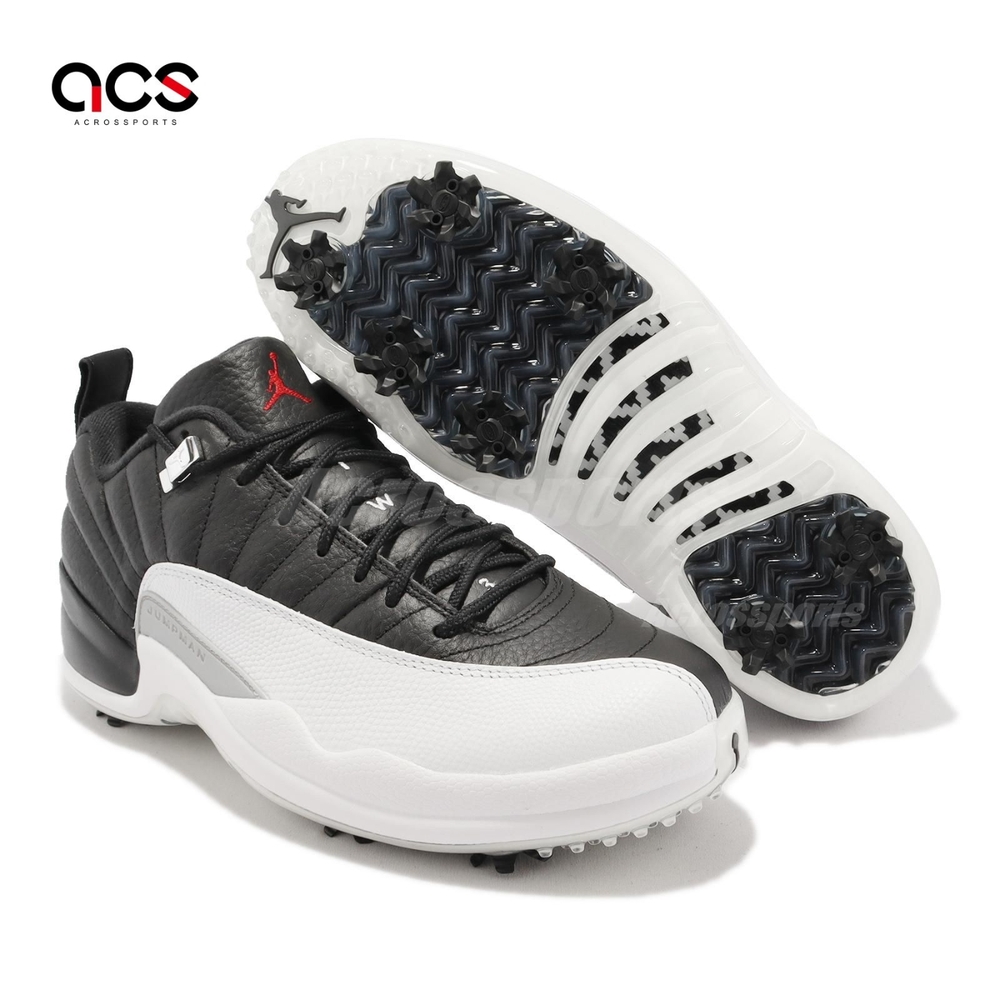 Nike 高爾夫球鞋Air Jordan XII Low 男鞋黑白高球Playoffs 12代AJ