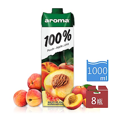 699免運土耳其AROMA水蜜桃蘋果汁1000mlx8