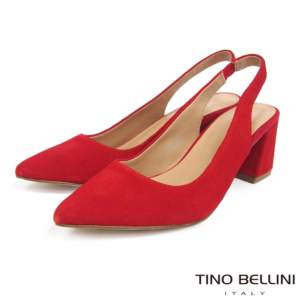 Tino Bellini 秋意絨感牛麂皮後拉帶高跟鞋 _紅