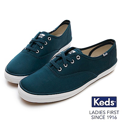 Keds CHAMPION 霧感經典綁帶休閒鞋-深綠