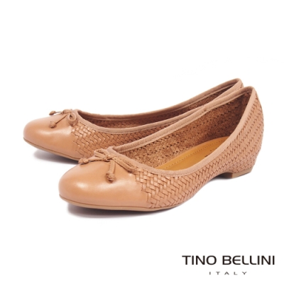 Tino Bellini 巴西進口氣質編織蝴蝶結平底鞋_膚