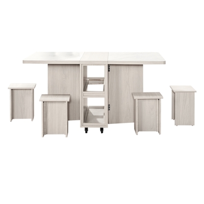 文創集 巴卡莉5尺拉合式餐桌組合(拉合餐桌＋四張椅凳-150x80x75cm免組