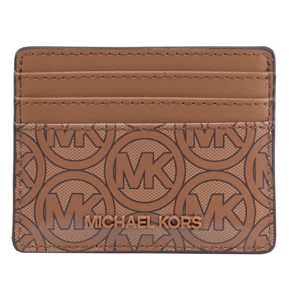 MICHAEL KORS JODIE 新版MK印花拼接隨身證件卡夾(咖)