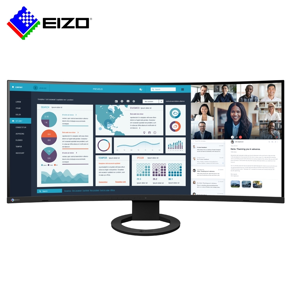 EIZO FlexScan EV3895 黑色 38型 曲面低藍光低閃頻護眼/薄邊框電腦螢幕