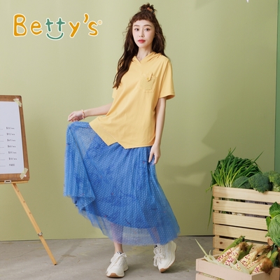 betty’s專櫃款　動物印花點點網紗裙 (淺藍)