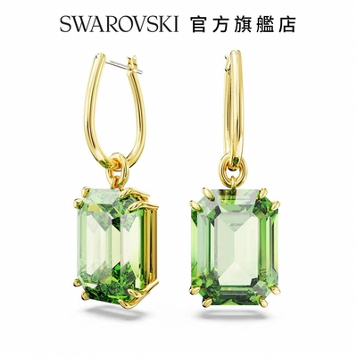 SWAROVSKI 施華洛世奇 Millenia 水滴形耳環八角形切割, 綠色, 鍍金色色調