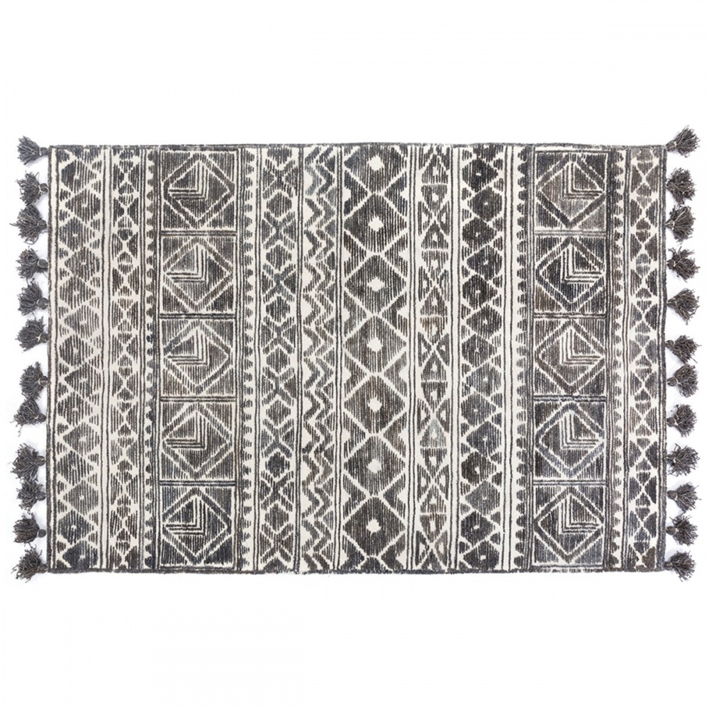 hoi! 印度特雷薩羊毛編織地毯-黑152x230cm (H014308702)