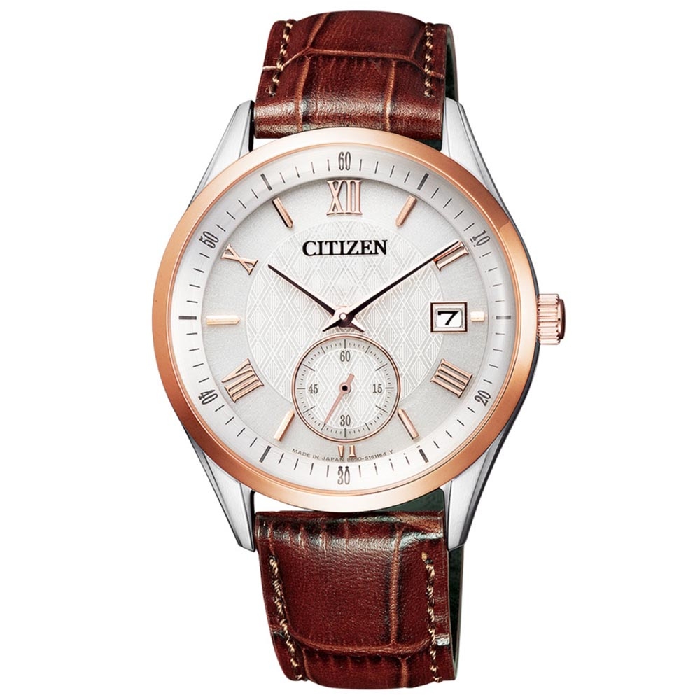 CITIZEN星辰 GENT'S系列 光動能格紋紳士腕錶 38.5mm/BV1124-14A