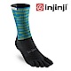 【INJINJI】TRAIL野跑避震吸排五趾中筒襪-藍綠條 product thumbnail 1