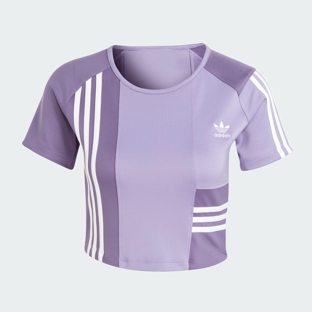 adidas 上衣 女款 短袖上衣 運動 短版 三葉草 亞規 TEE 紫 IC2378