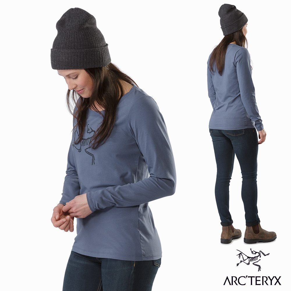 Arcteryx 24系列 女 有機棉 LOGO長袖T恤 夜影灰