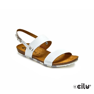 CCILU 皮革素面平底涼鞋 女款 802021017 白色