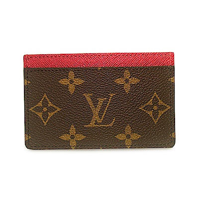 LV M60703 Monogram 經典LV花紋名片夾(紫紅色)